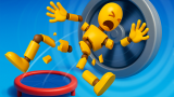 Playground Man! Ragdoll Show! game screenshot showing a wooden stickman in a physics-based destruction playground.