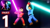 Blocky gladiator prepared for combat in a 3D arena