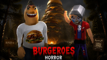 The neon sign of Burgeroes shining in the dark