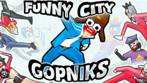 Funny City Gopnik characters standing in the street