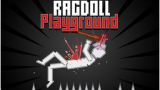 A dynamic physics sandbox screen showing ragdoll characters and experimental tools in Ragdoll Playground