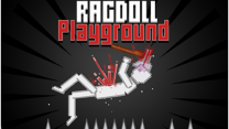 A dynamic physics sandbox screen showing ragdoll characters and experimental tools in Ragdoll Playground