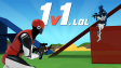 A third-person character constructing wooden ramps and aiming a shotgun in 1v1.LOL