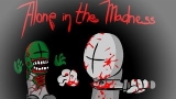 A figure holding a flashlight down a dark, eerie hallway in Alone in the Madness