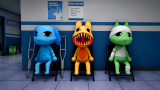 A eerie bloodstained hallway inside an abandoned veterinary facility in Animal Hospital