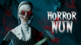 The terrifying demonic Sister Madeline standing in a dark school hallway in Horror Nun