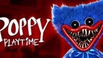 A dark toy factory hall featuring extending GrabPack hands in Poppy Playtime