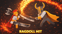 Two floppy stickman warriors clashing with swords in Ragdoll Hit