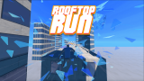A traceur character leaping between high-rise city skyscrapers in Rooftop Run