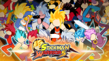Two ragdoll stickman fighters dueling with swords in mid-air in Stickman Warriors