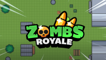 Top-down 2D battle royale arena view with players combatting each other in ZombsRoyale.io