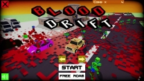An armored sports car power-drifting through a swarm of zombies in Blood Drift