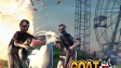 A chaotic goat launching a zombie into the air in Goat vs Zombies
