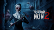 The terrifying demonic nun lurking in a dark bloodstained hallway in Horror Nun 2