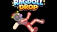 A wobbly ragdoll figure falling through a vertical shaft filled with glowing pinball pegs in Ragdoll Drop